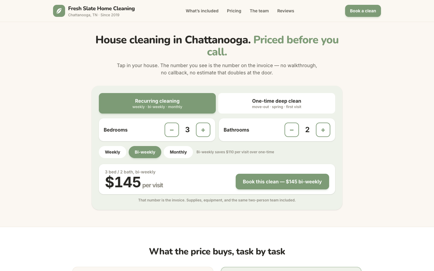 Cleaning — Recurring vs. One-Time — captured preview
