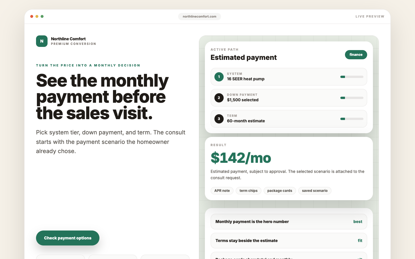Premium Pack — Financing Calculator — captured preview