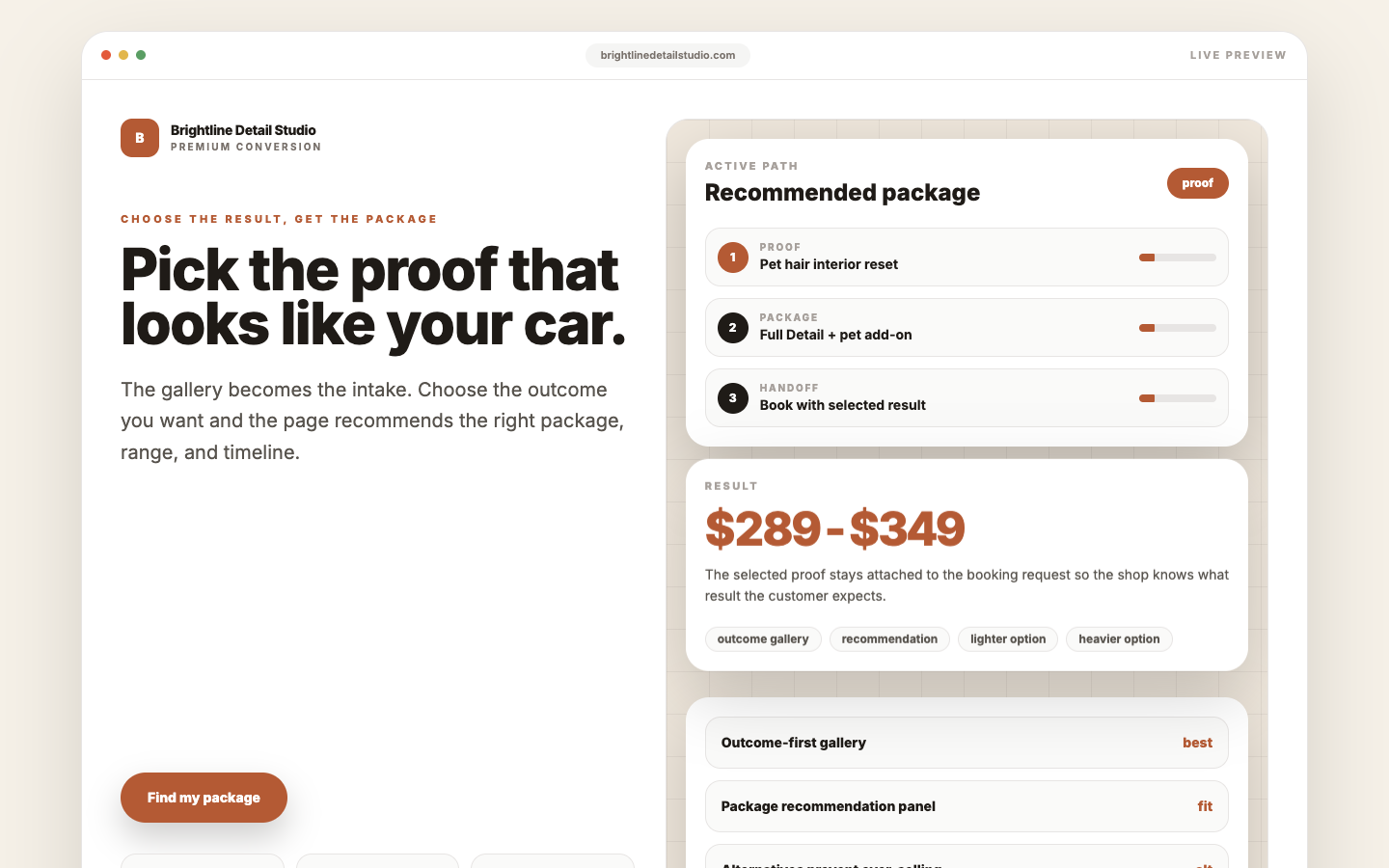 Premium Pack — Proof-to-Package Recommender — captured preview