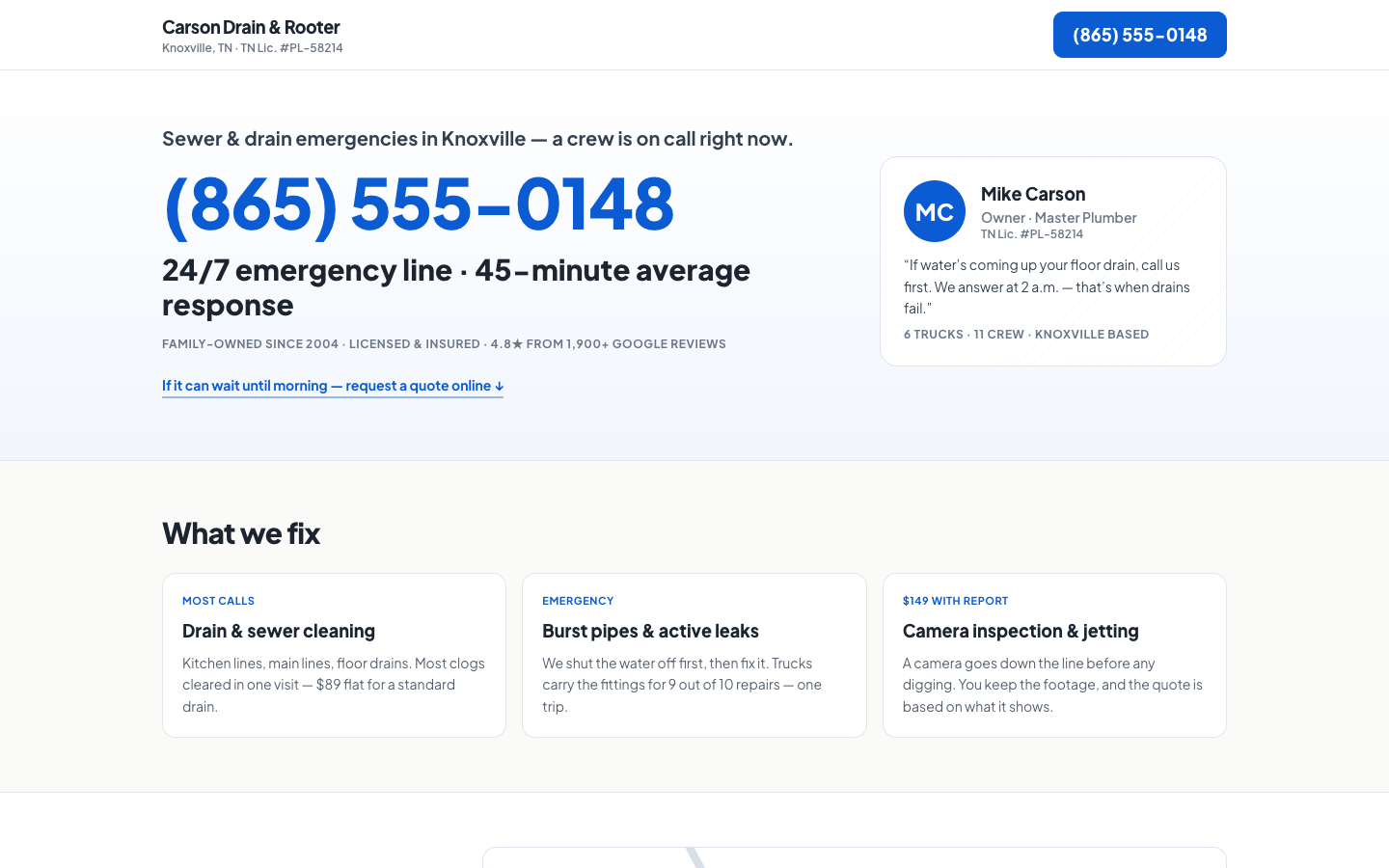 Trades — Phone-First Emergency Services — captured preview